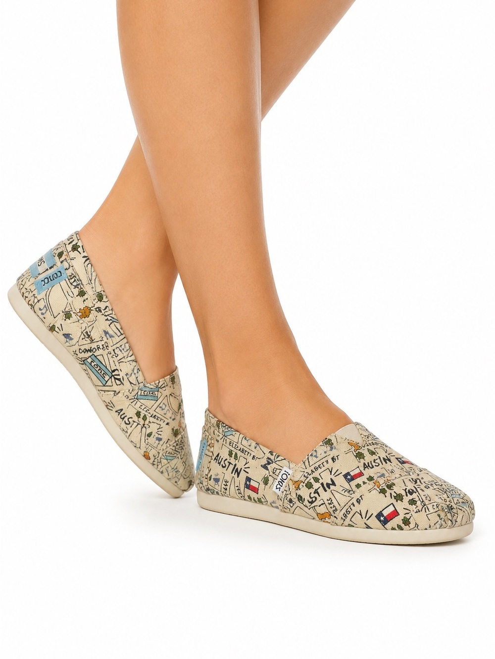 Toms Limited Edition Austin Map Print Canvas Flats